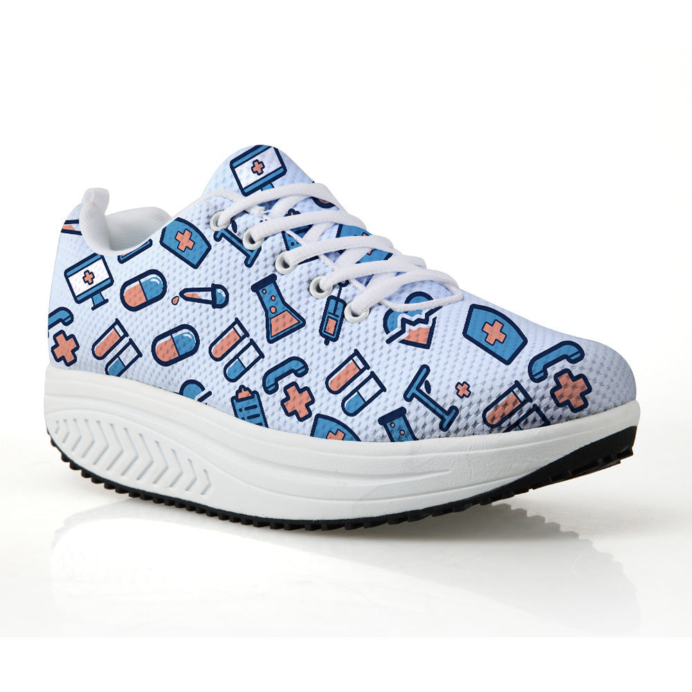 Medical Pattern Printing Women's Mesh Rocking Shoes