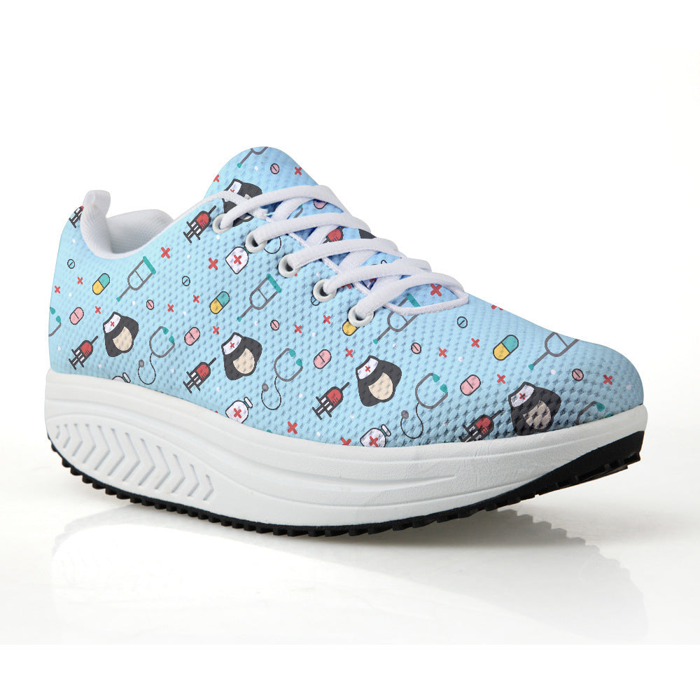 Medical Pattern Printing Women's Mesh Rocking Shoes