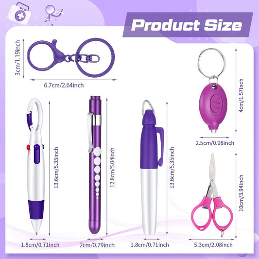 Nurse Pen Set Flashlight Foldable Scissors Ballpoint Pen Keychain 6-piece Nurse's Day