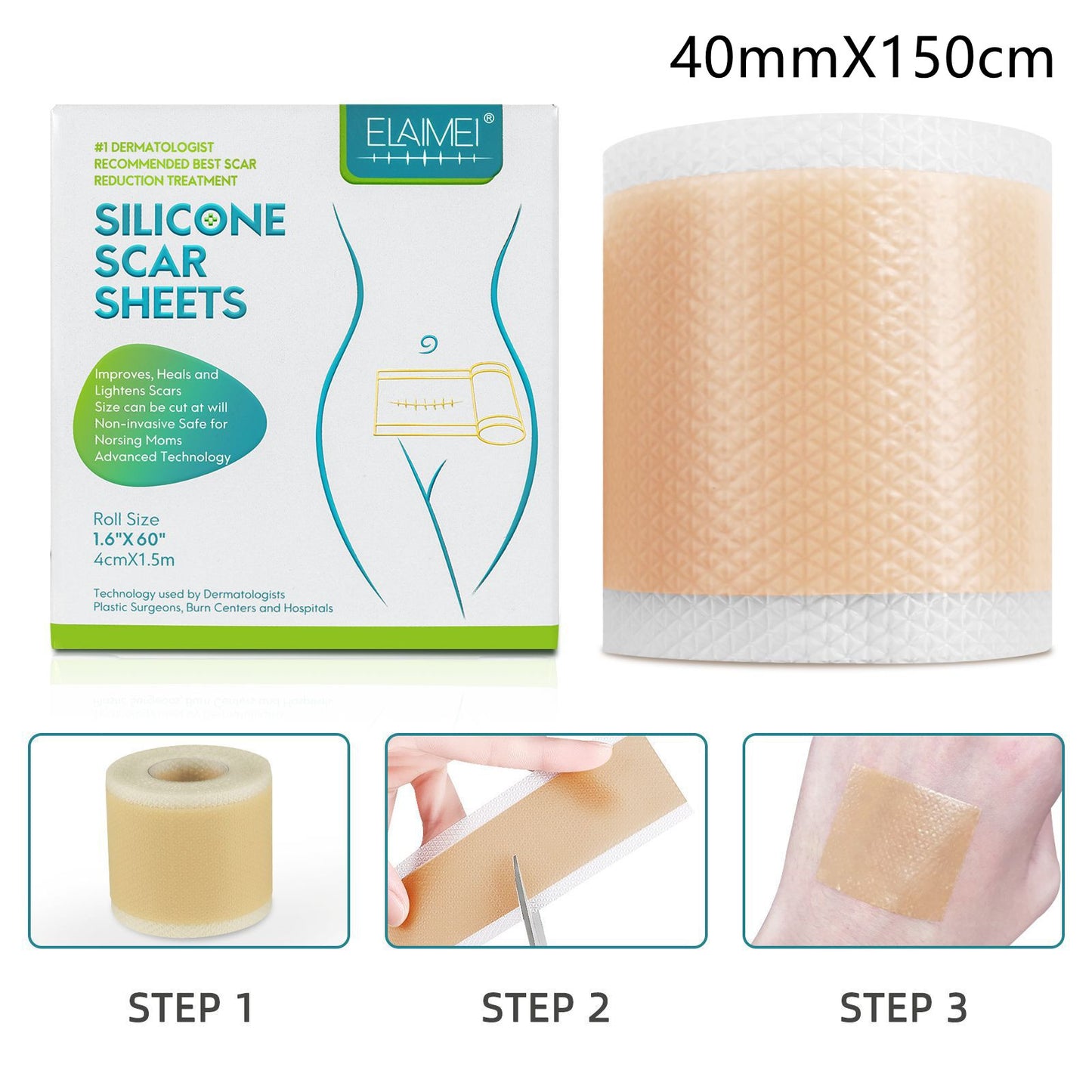 Silicone Scar Removal Patch – Medical Gel Tape for Surgery, Acne, Burn, Trauma Repair