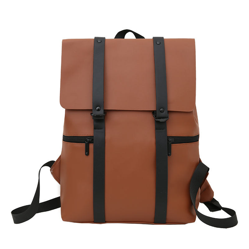 Simple Solid Color Backpack Sen Casual Functional Student Backpack