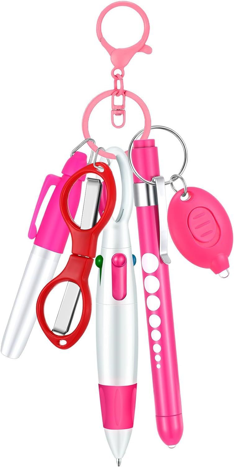 Nurse Pen Set Flashlight Foldable Scissors Ballpoint Pen Keychain 6-piece Nurse's Day