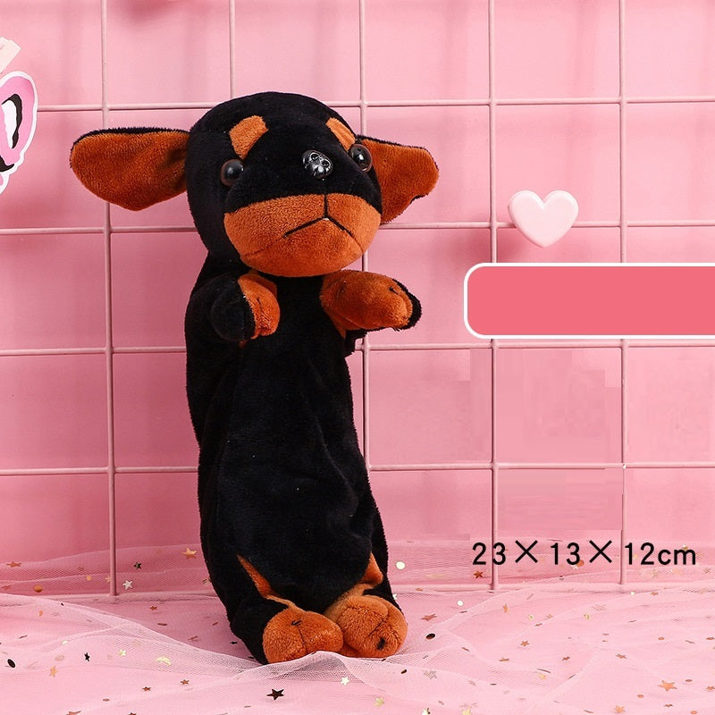 Pencil Case Girl Elementary School Student Creative Simple Plush Pencil Stationery Large Capacity Dog Bag Animal Bag Cute Creative