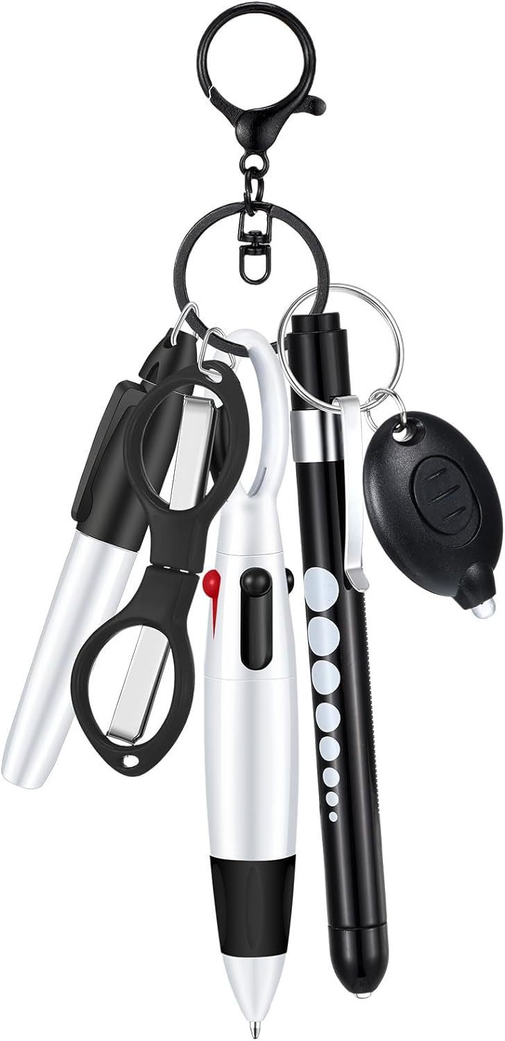 Nurse Pen Set Flashlight Foldable Scissors Ballpoint Pen Keychain 6-piece Nurse's Day