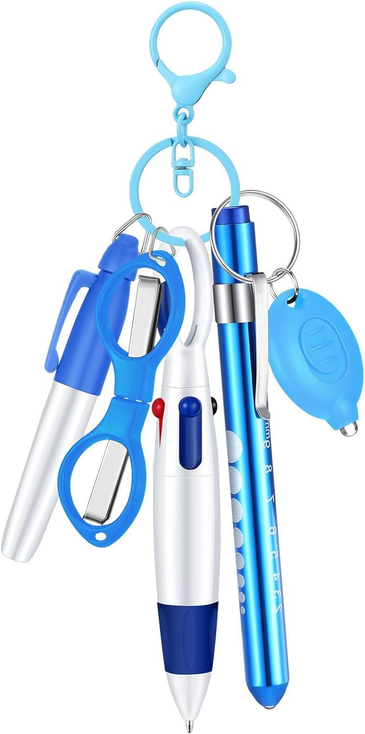 Nurse Pen Set Flashlight Foldable Scissors Ballpoint Pen Keychain 6-piece Nurse's Day