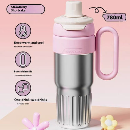 780ml Gradient Double Drink Thermal Cup Stainless Steel With Lid Coffee Cup