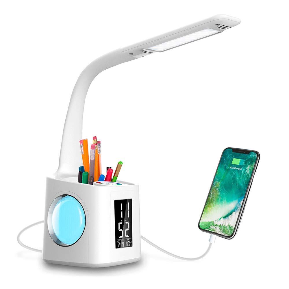 Study LED Desk Lamp USB Charging, Table Lamp With Pen Hold