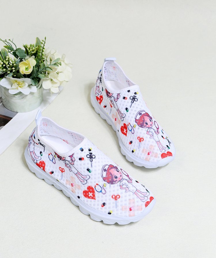 Cute Cartoon Nurse Printed Mesh Shoes
