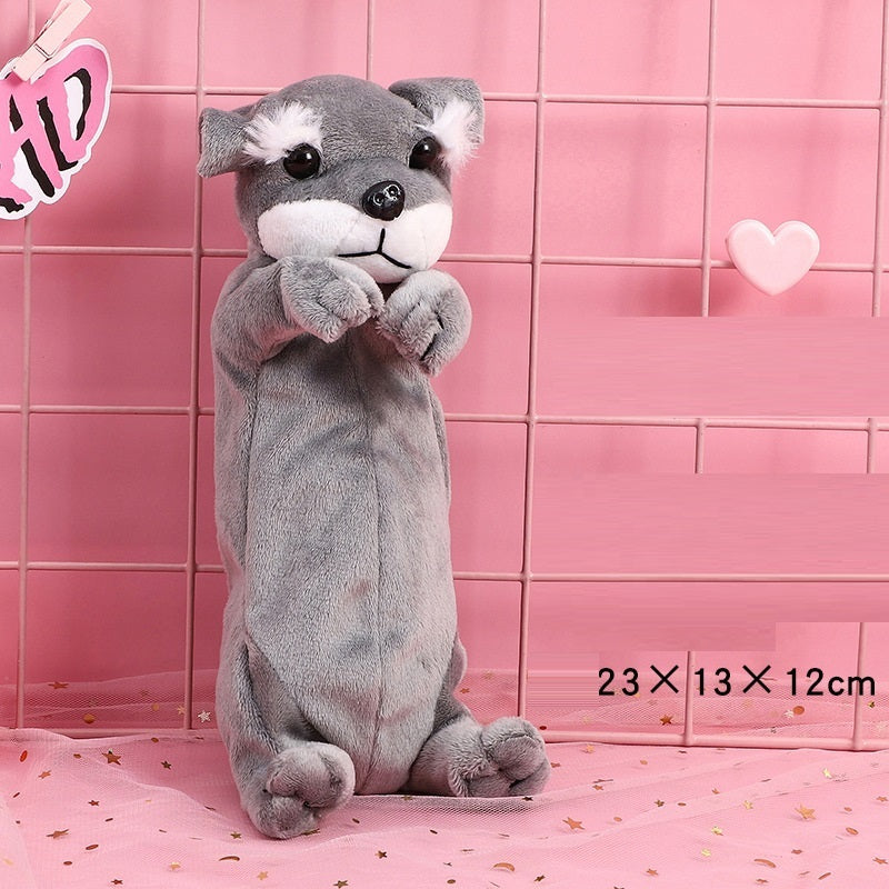 Pencil Case Girl Elementary School Student Creative Simple Plush Pencil Stationery Large Capacity Dog Bag Animal Bag Cute Creative