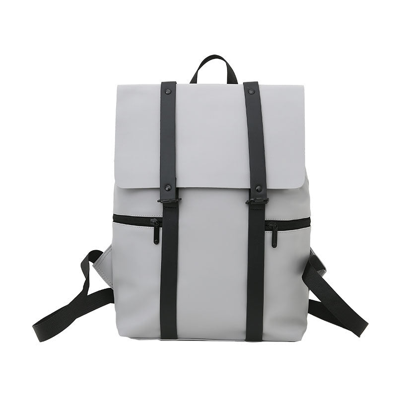 Simple Solid Color Backpack Sen Casual Functional Student Backpack