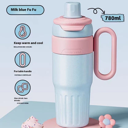 780ml Gradient Double Drink Thermal Cup Stainless Steel With Lid Coffee Cup