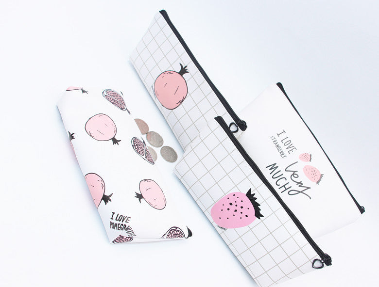 Creative PU Zipper Pencil Case Stationery Bag Stationery Box