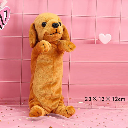 Pencil Case Girl Elementary School Student Creative Simple Plush Pencil Stationery Large Capacity Dog Bag Animal Bag Cute Creative