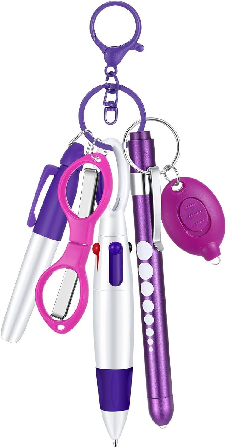 Nurse Pen Set Flashlight Foldable Scissors Ballpoint Pen Keychain 6-piece Nurse's Day