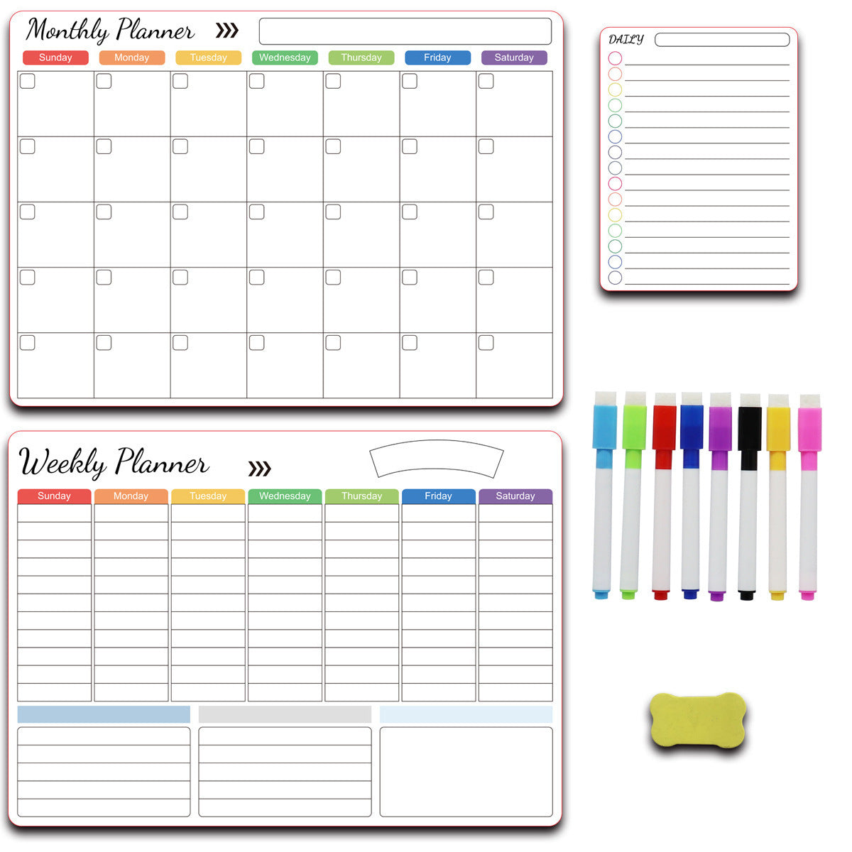 Calendar Magnetic White-board Wall Sticker, Learning Schedule Magnets Message Board