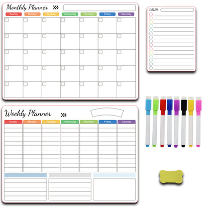 Calendar Magnetic White-board Wall Sticker, Learning Schedule Magnets Message Board