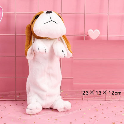 Pencil Case Girl Elementary School Student Creative Simple Plush Pencil Stationery Large Capacity Dog Bag Animal Bag Cute Creative