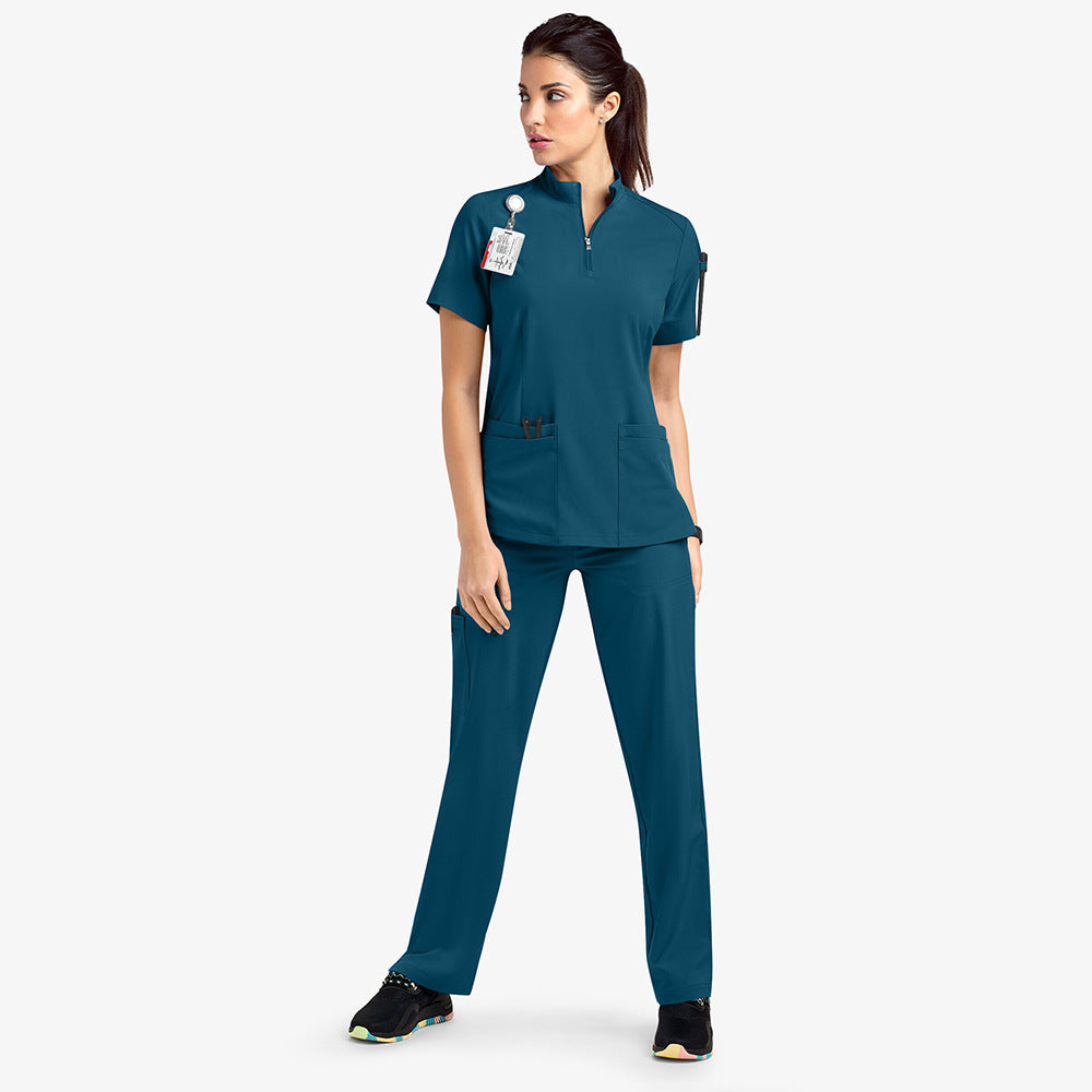 Quick-Dry Surgical Gown – Comfy Stand Collar Medical Work Suit for Busy Heroes