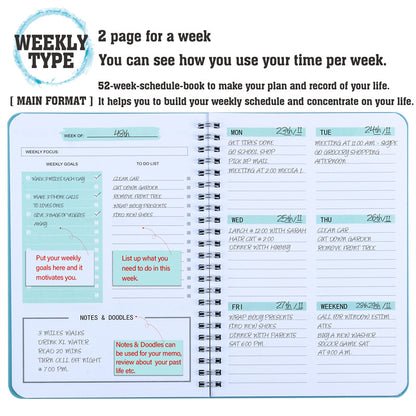 Non Dated Daily Weekly Monthly Planner Agenda Notebook Diary