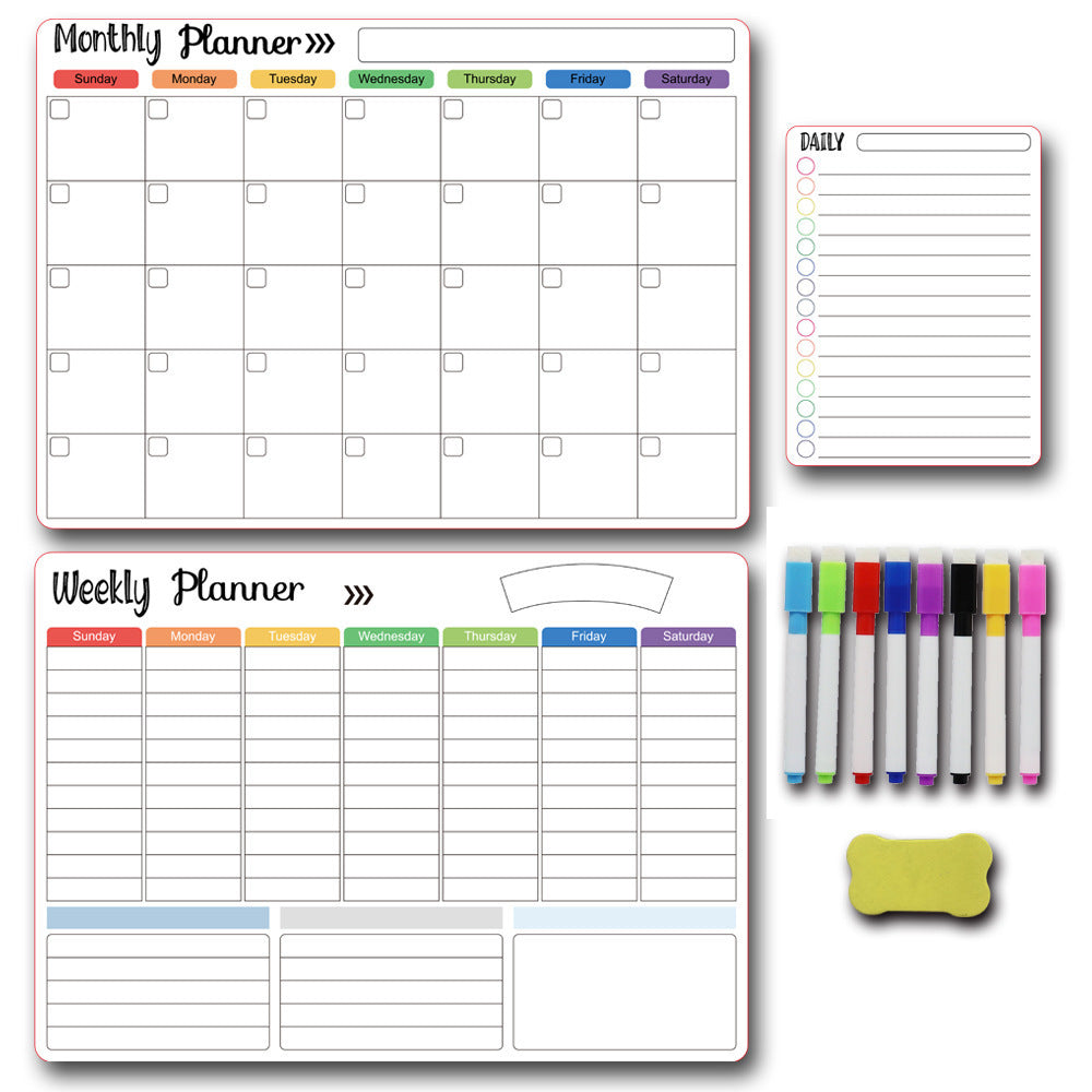 Calendar Magnetic White-board Wall Sticker, Learning Schedule Magnets Message Board