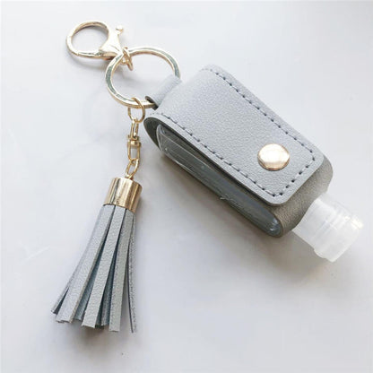 Portable hand sanitizer leather case