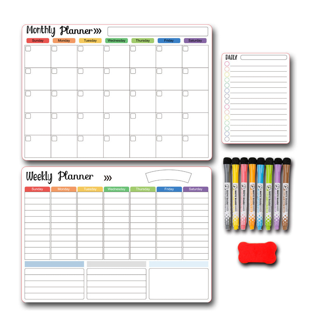 Calendar Magnetic White-board Wall Sticker, Learning Schedule Magnets Message Board