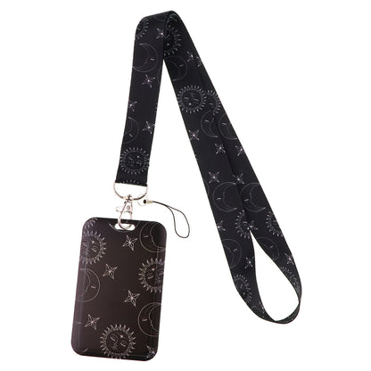 Personality Trend Hard Shell Protection Moon Planet Mobile Phone Lanyard Card Cover