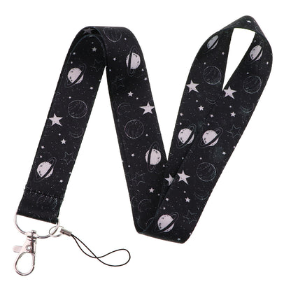 Personality Trend Hard Shell Protection Moon Planet Mobile Phone Lanyard Card Cover