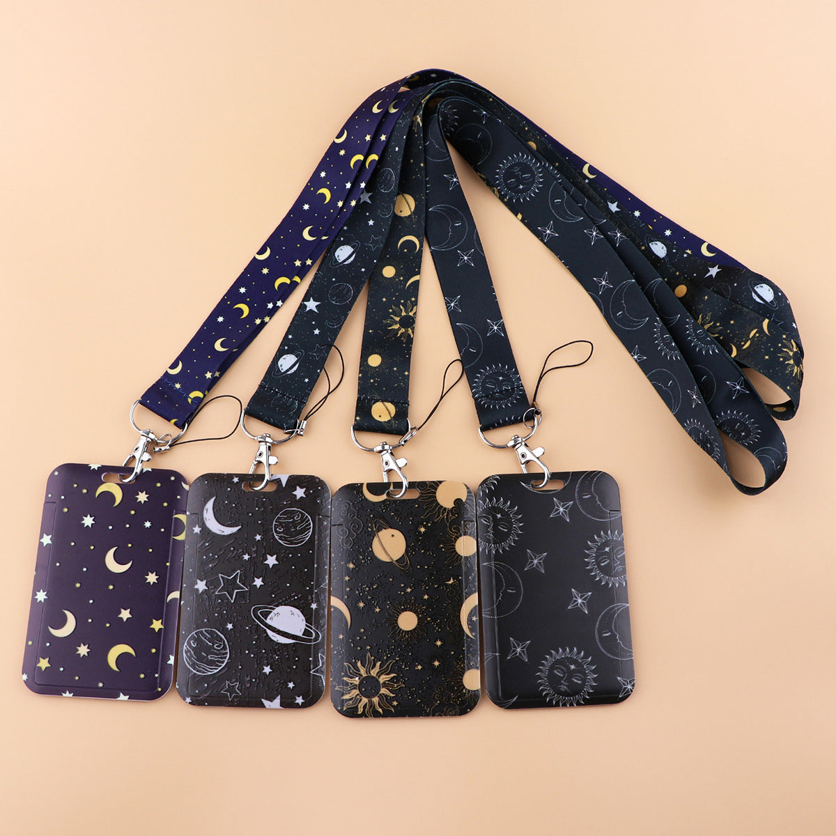 Personality Trend Hard Shell Protection Moon Planet Mobile Phone Lanyard Card Cover
