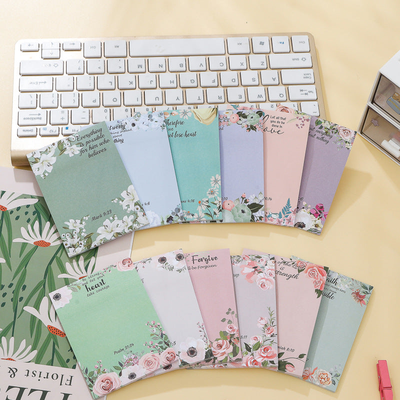 Notebook Note Paper Flower Note Tearable Notes Left Memo Material Collage Base Sticker