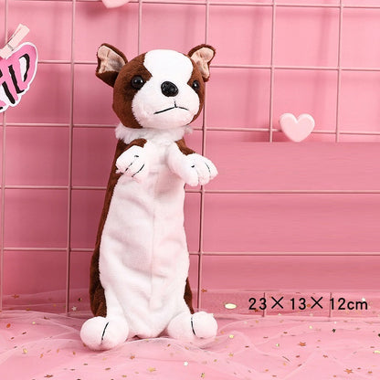 Pencil Case Girl Elementary School Student Creative Simple Plush Pencil Stationery Large Capacity Dog Bag Animal Bag Cute Creative