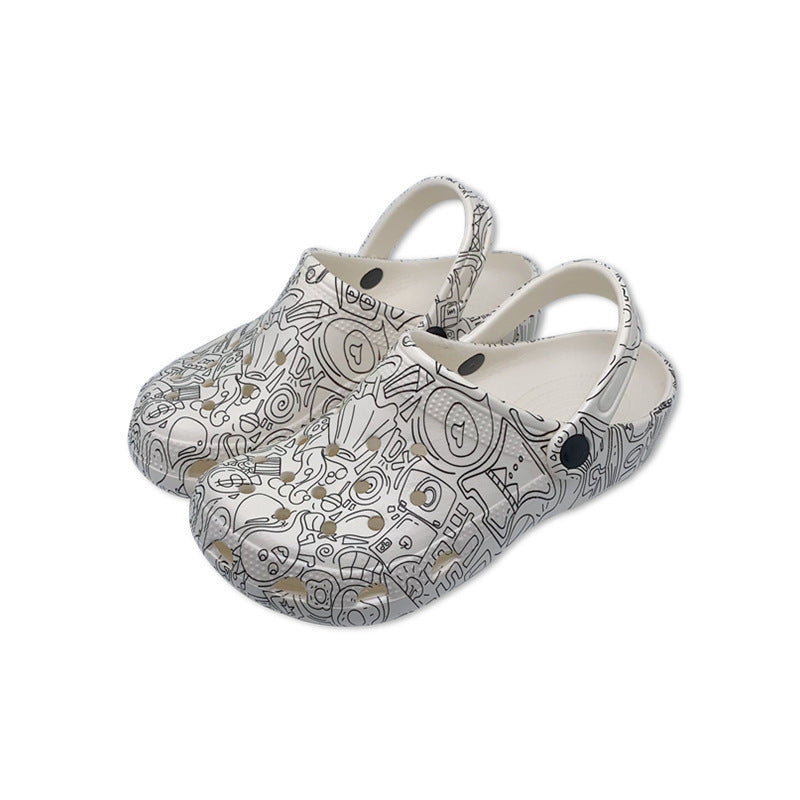 Indoor Thick Bottom Graffiti Hole Crocs