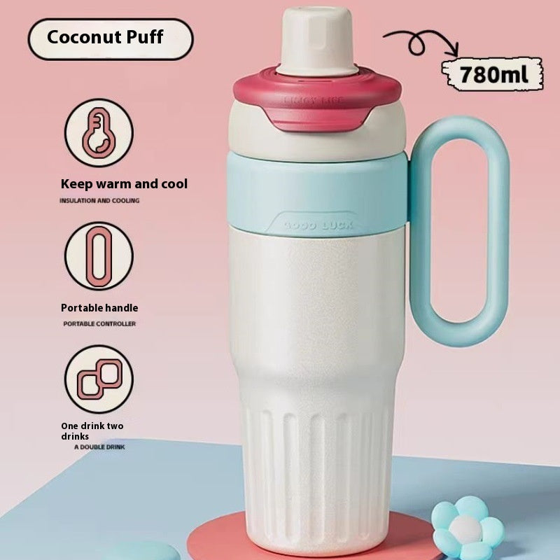 780ml Gradient Double Drink Thermal Cup Stainless Steel With Lid Coffee Cup