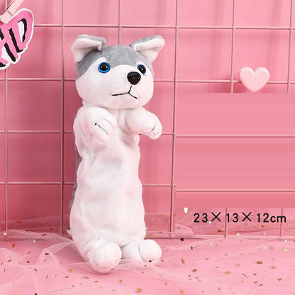 Pencil Case Girl Elementary School Student Creative Simple Plush Pencil Stationery Large Capacity Dog Bag Animal Bag Cute Creative