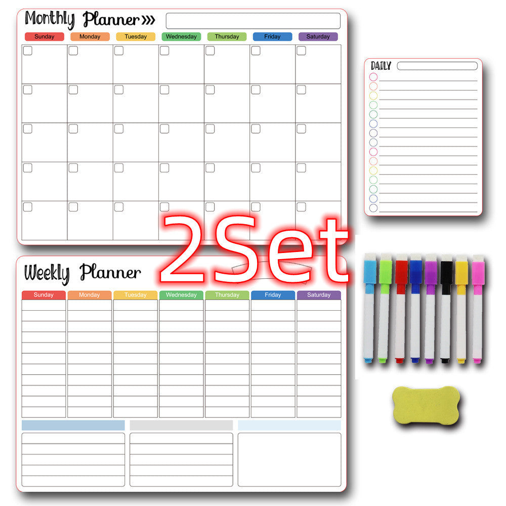 Calendar Magnetic White-board Wall Sticker, Learning Schedule Magnets Message Board