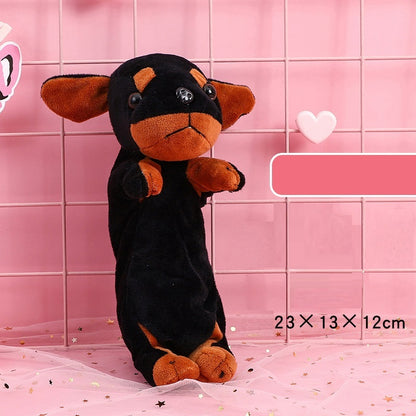 Pencil Case Girl Elementary School Student Creative Simple Plush Pencil Stationery Large Capacity Dog Bag Animal Bag Cute Creative