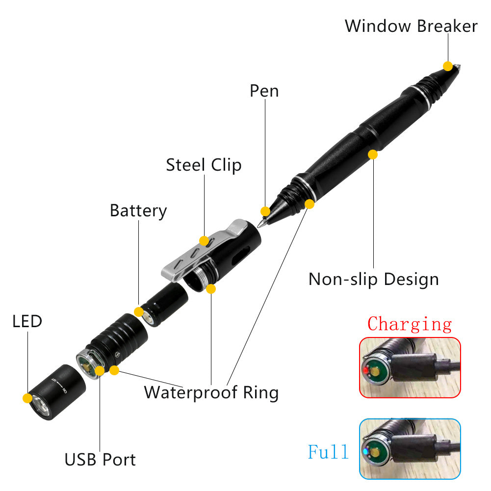 3 In 1 Multifunctional Penlight USB Rechargeable Flashlight