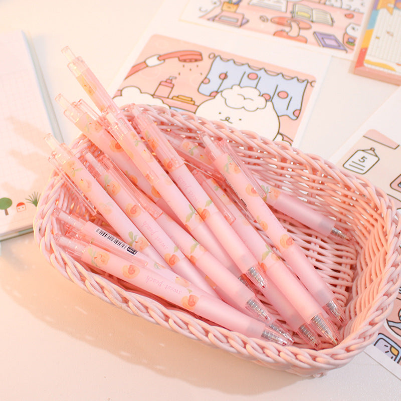 Cute Peach Press Gel Pen, Stationery Kawaii Gel Ink Rollerball Pens