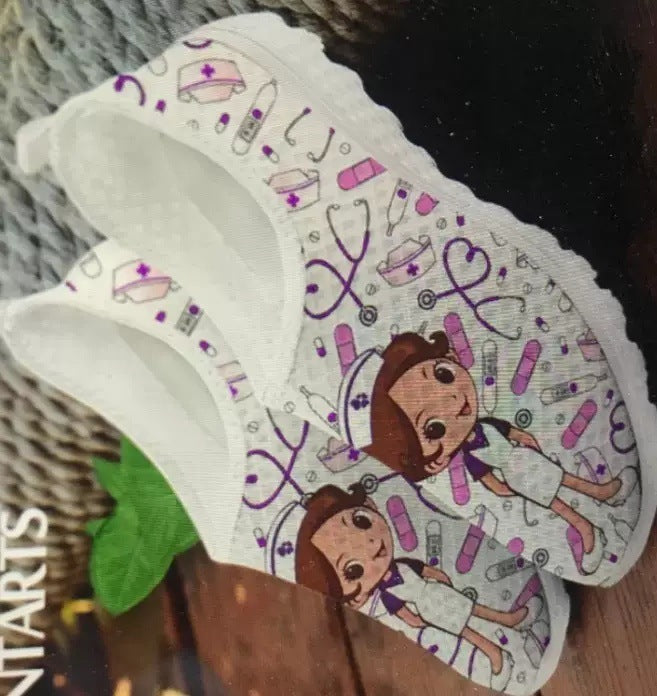 Cute Cartoon Nurse Printed Mesh Shoes