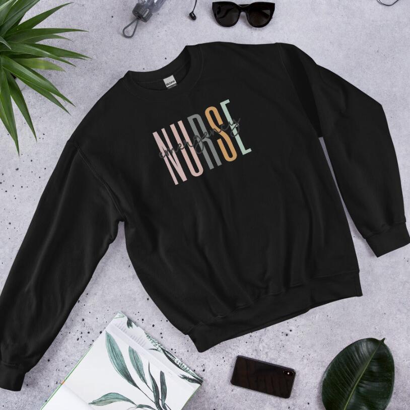 New Printed Nurse Sweatshirt Loose Casual
